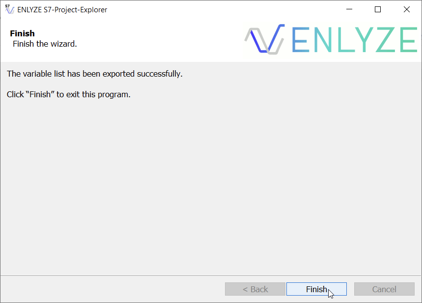 S7-Project-Explorer GUI Step 3: Finish the wizard